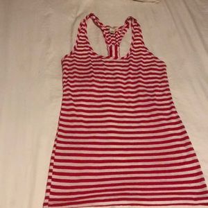 Workout top. Tank top. Red. White. Striped. Cotton